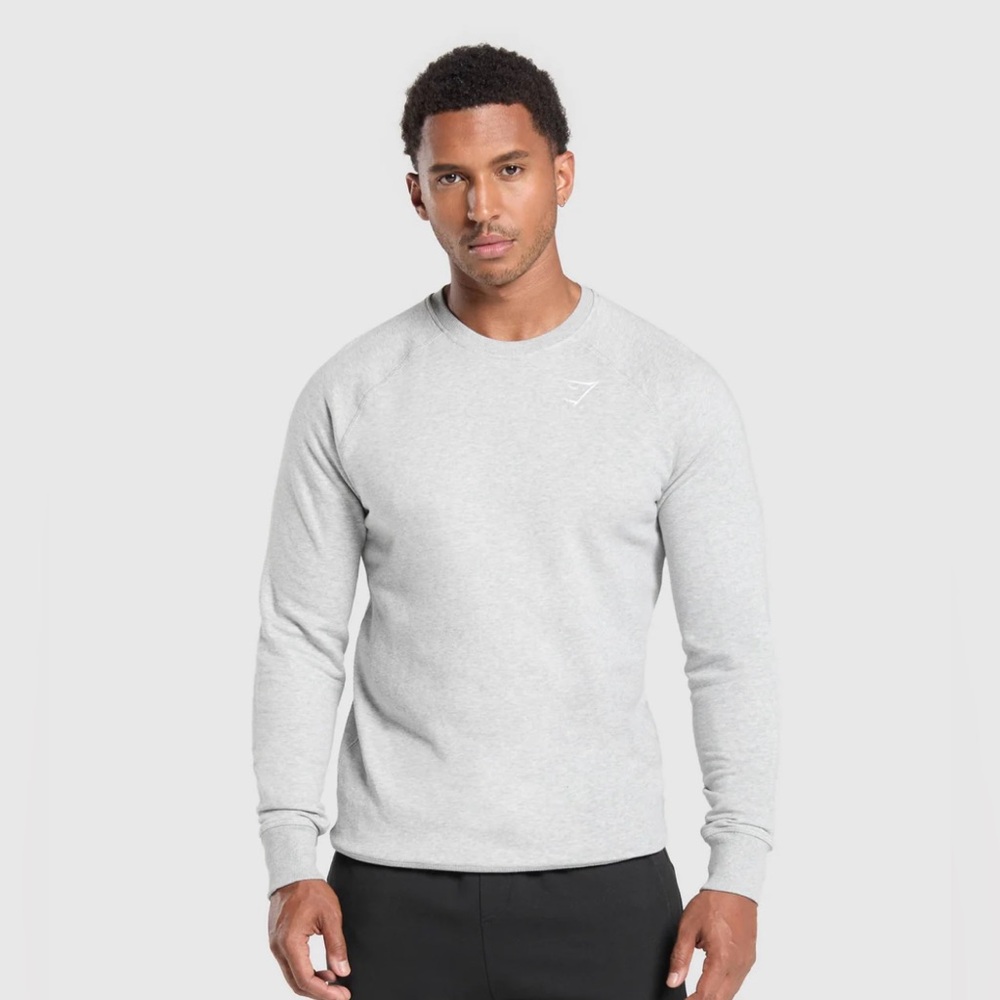 Gymshark Crest Crew Sweatshirt M Heather Gray Pristine